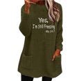 thumbnail image 2 of DPTALR Womens Round- Neck And Winter Loose Print Pocket Warm Long Sleeve Blouse Tops, 2 of 4