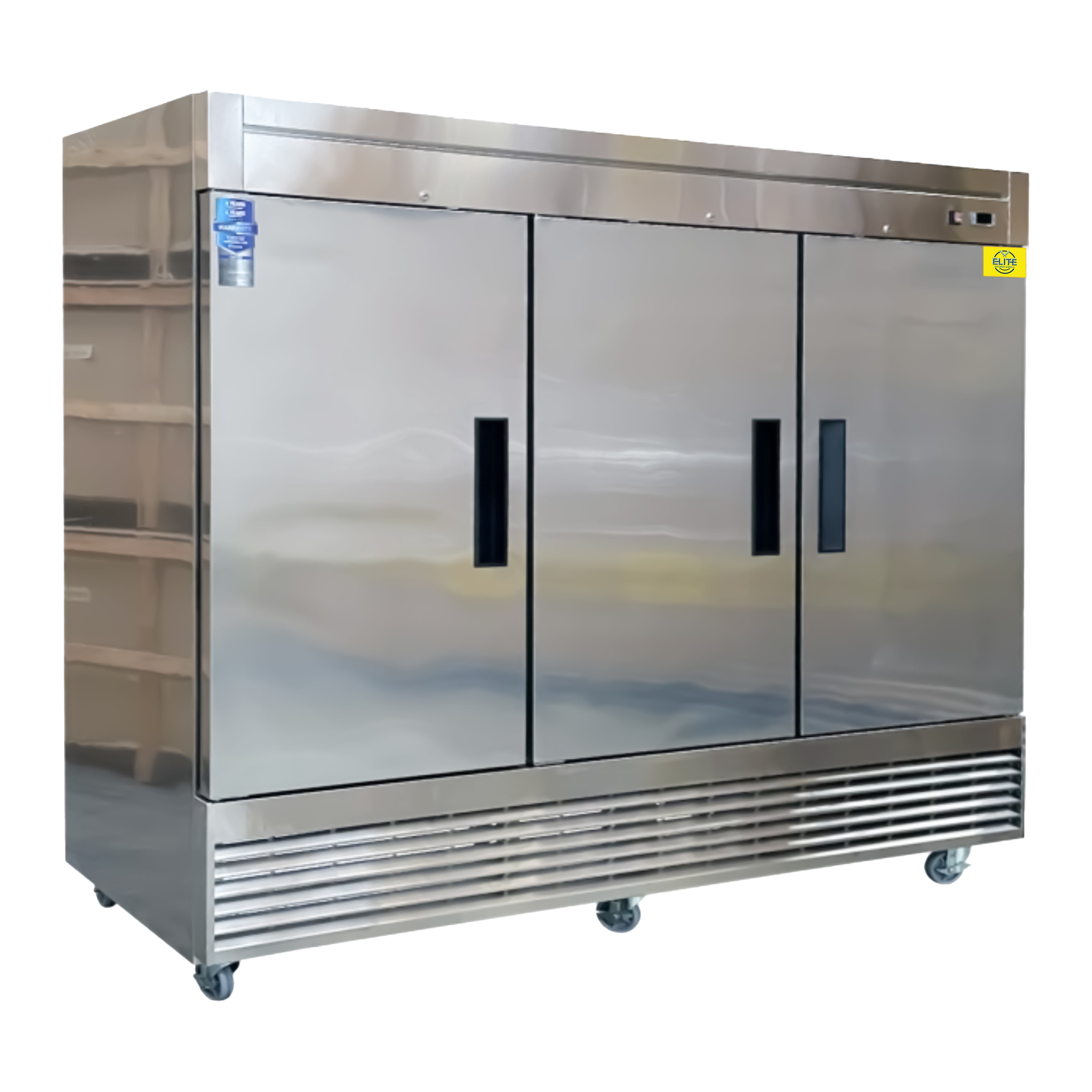83 in. Three Door Upright Reach-in Commercial Freezer in Stainless Steel 65 Cu. Ft. NSF 83''W x 33''D x 80''H