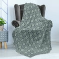 thumbnail image 4 of Vintage Soft Flannel Fleece Throw Blanket, Traditional Persian Flower Motifs with Influences Old Fashioned Tile, Cozy Plush for Indoor and Outdoor Use, 60" x 80", Dark Blue Cream, by Ambesonne, 4 of 5