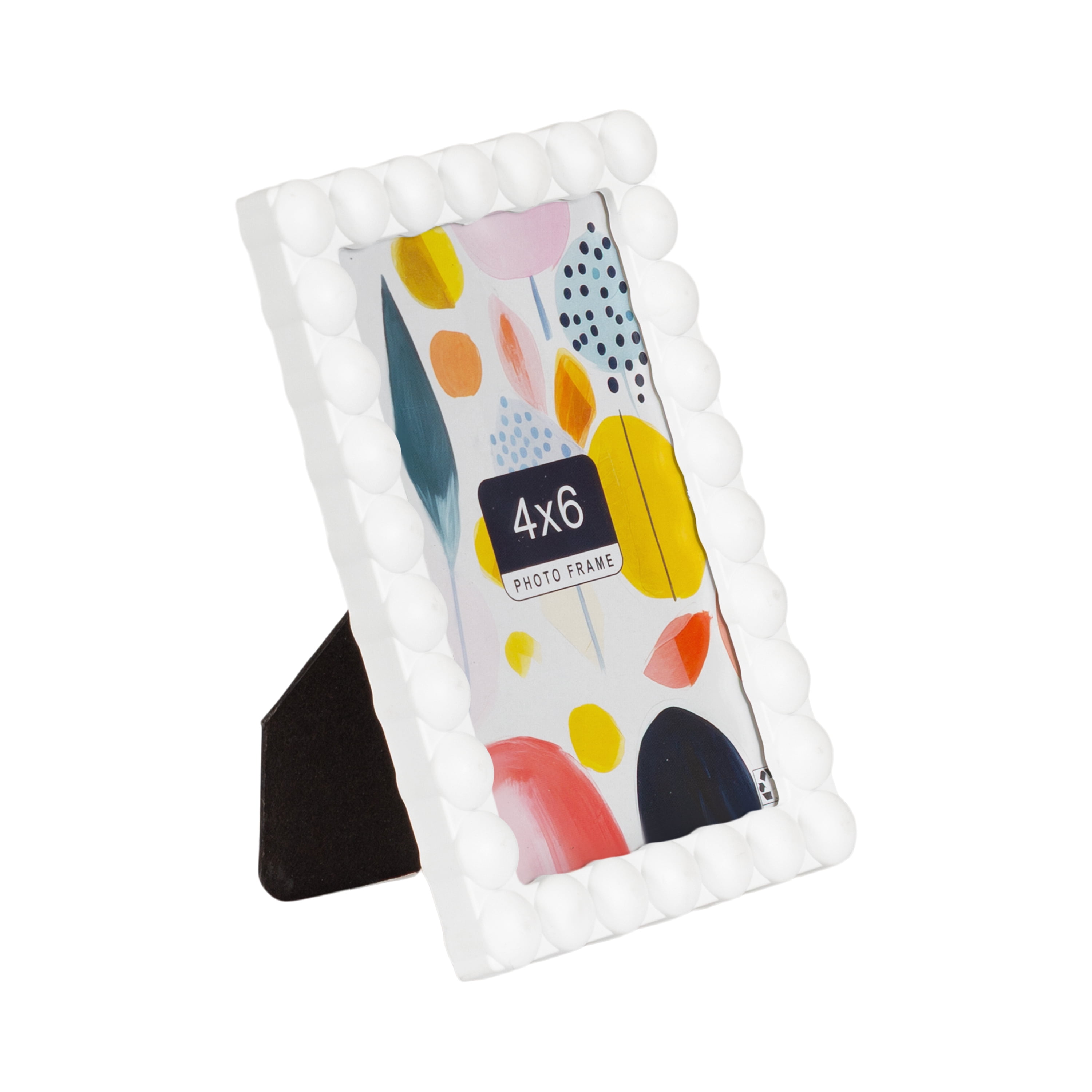 DesignOvation 4x6 Beaded Bright White Decorative Tabletop Picture Frame