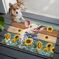 thumbnail image 3 of Cute Pig Entryway Rug 2'x3'&nbsp; Non Slip Front Door Mats, Yellow Sunflowers Teal Brown Wooden Vintage Art Entrance Rugs Indoor Outdoor Carpet, Washable Floor Mats Small Area Rug for Bedroom Kitchen, 3 of 8