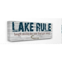 Stupell Industries Lake Rule Country Home Wood Textured Word Design Canvas Wall Art by Sheldon Lewis