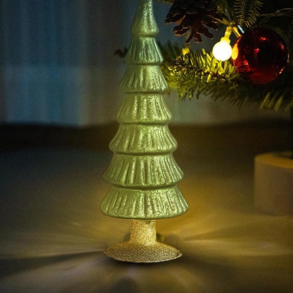 Outoloxit LED Illuminated Glass Christmas Tree with Warm Golden Light for Home Decor, Party Centerpiece, Mantel Display and Holiday Gift
