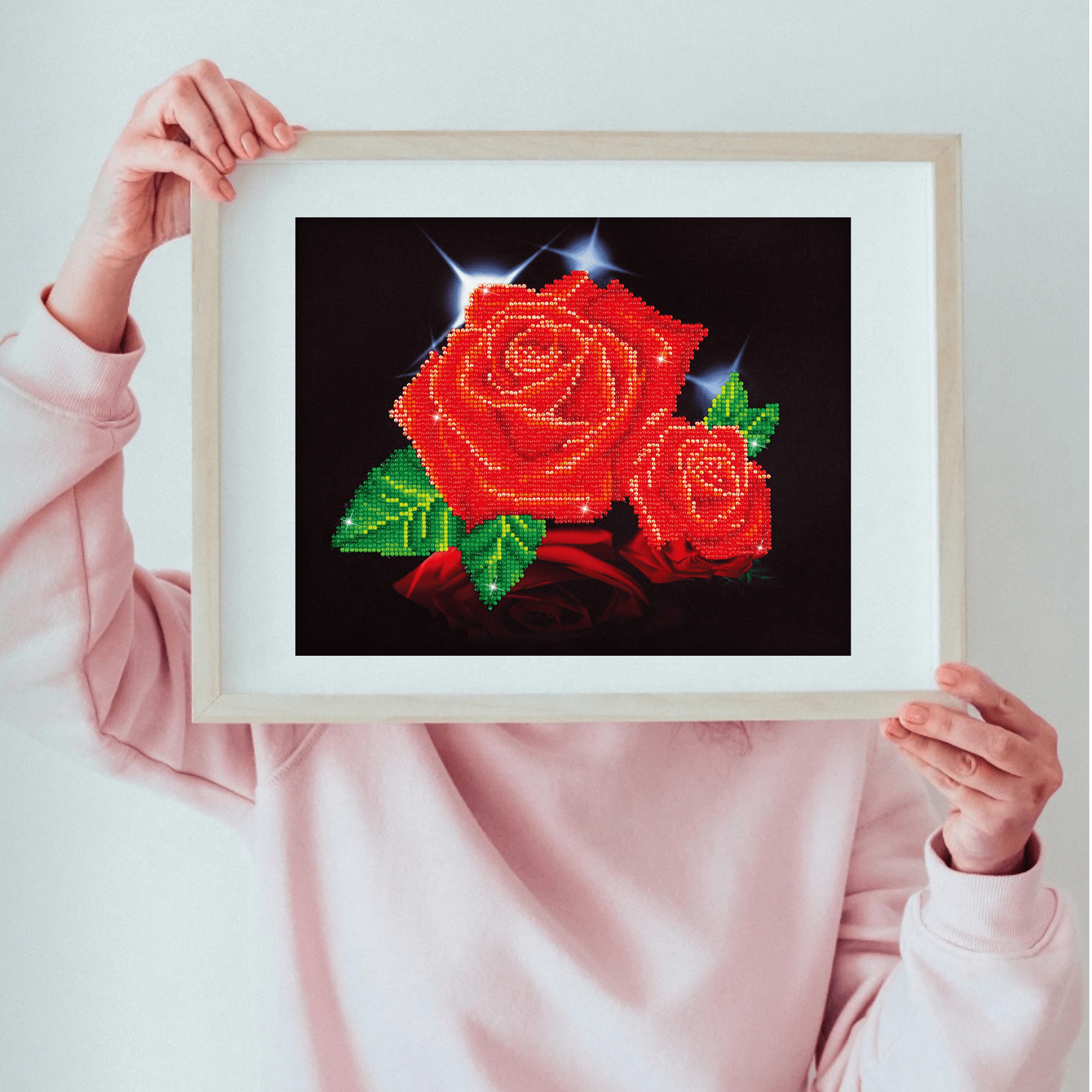訳あり・ダイヤモンドアート・ローズレッド Diamond Dotz Kits - Red Rose Sparkle, Partial Drill, Round