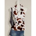 thumbnail image 4 of Halter Tops for Women Summer Crop Deep V Neck Backless Tank Top Going Out Y2k Feminine Clothes White&Brown Flower M, 4 of 8