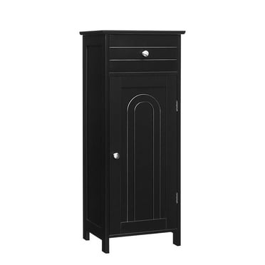Bathroom Floor Cabinet, Standing Cabinet with Drawer and Doors, Storage Cabinet with 2 Adjustable Shelves for Livingroom Kitchen, Black, 12"D x 14"W x 34.5"H