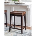 thumbnail image 2 of Linon Claridge Backless Counter Stool Cognac Faux Leather Wood Frame in Dk Brown, 2 of 13