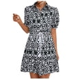 thumbnail image 1 of EQWLJWE Robes d'Été pour Femmes 2023 Mode Féminine Décontractée Imprimé Chemise à Boutons à Lacets Manches Courtes, 1 of 8