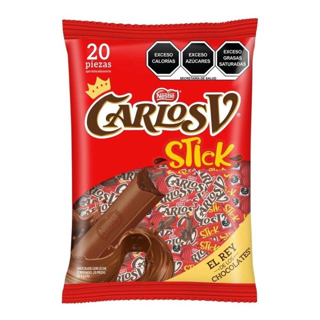 Pack de 20 Chocolate Carlos V stick+10% de 20/8GR Carlos V Chocolate Carlos V stick+10% 20/20/8GR