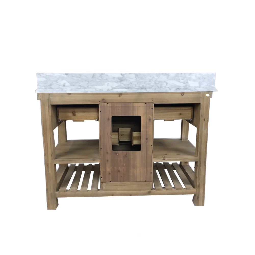 InFurniture Rustic Style Marble Top with SQ Sink 48-inch Single Sink Bathroom Vanity