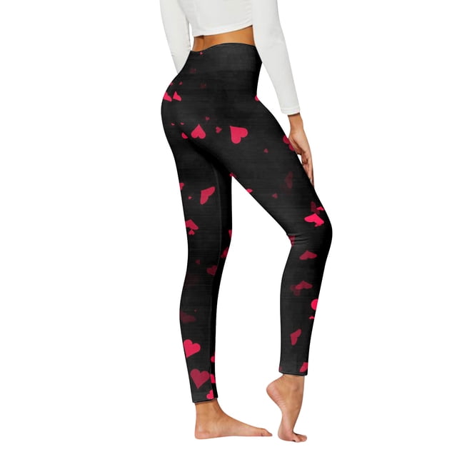 Gibobby Flare Leggings para San Valentín con estampados Pantalones casuales para mujer Pantalones para chándal con estampado para corazones Leggings(Multicolor, S)