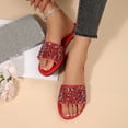 thumbnail image 6 of Eltusu Women Flat Slide Sandals, Party Open Toe No Slip PU Summer Shoes Red Size 9, 6 of 9