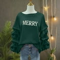 thumbnail image 5 of Busydd Christmas Sweatshirts for Women Trendy Merry Christmas Crewneck Sweatshirts Women Casual Loose Pleated Long Sleeve Tops for Women L, 5 of 7