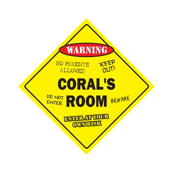 Coral's Room Sign Crossing Zone Xing | Indoor/Outdoor | 12" Tall kids bedroom decor door children's name boy girl