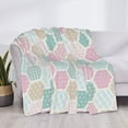 thumbnail image 6 of YFYANG Lightweight Warm Flannel Blanket, Pastel Lovely Hexagonal Pattern Throw Blanket for Bed, Sofa, Travel, Camping, 80"x60", 6 of 7