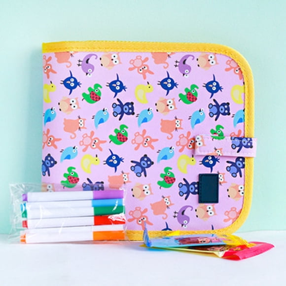 Kids Erasable Doodle Book Set -Toddlers Activity Toys Reusable Drawing Pads, Preschool Travel Art Toy Scribbler Writing Painting Set, Gift for Boys Girls Age 3,4,5,6（Pink Animal，14 Pages）