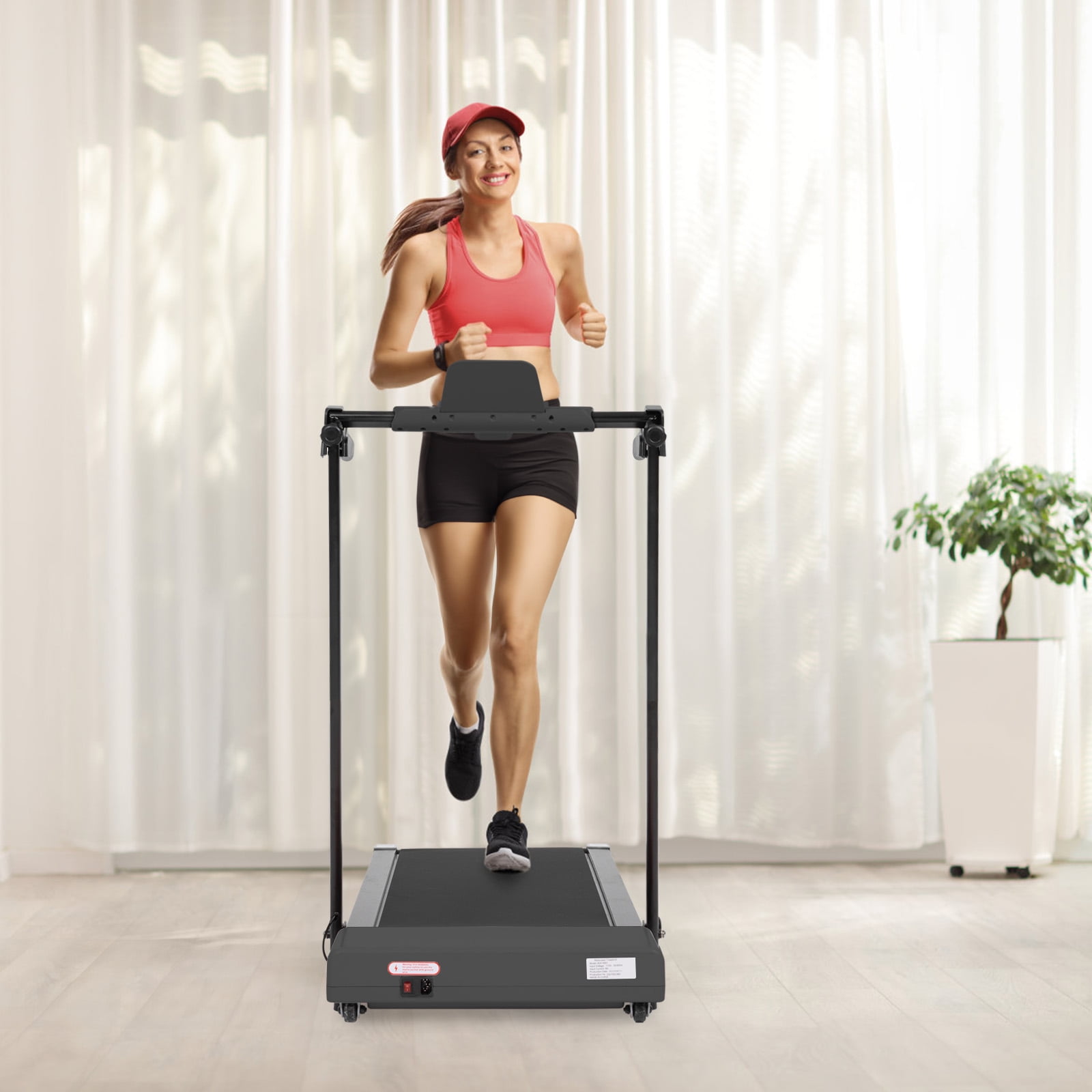 Treadmill for Home Walking & Running, LED Display for Speed, Time, Distance, Calories, Up to 7.5 MPH, Built-in Wheels for Easy Mobility, Black