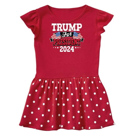 

Inktastic Trump For President 2024 with Flags Gift Toddler Girl Dress