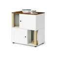 thumbnail image 3 of Double Cat Litter Box Enclouse, Litter Box Enclosure for 2 Cats, Cat Litter Cabinet Double Room with Scratch Post and Litter Mat, Fit Most of Litter Boxes, 3 of 8