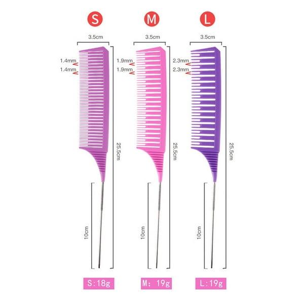 3Pcs Highlighting Combs Rat Tail Combs Salon Hairdressing Combs for Women and Men