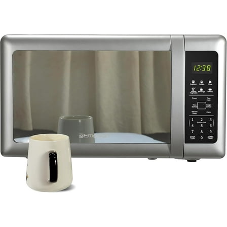 Emerson 0.7 Cu Ft Silver Mirror Finish, Countertop Microwave Oven, MW7601SL
