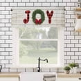 thumbnail image 4 of Christmas Garland Valances for Windows Joy Red Bow Beige Wood Grain Winter Rod Pocket Curtain Valance Window Treatment Short Curtains for Kitchen Living Room, 54"x18", 4 of 5