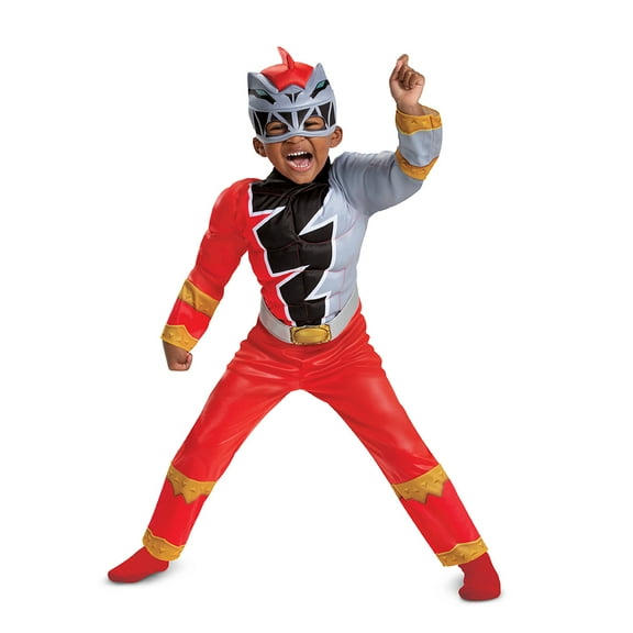Boys Size (2T) Red Ranger Muscle Halloween Toddler Costume Power Ranger Dino Fury, Disguise