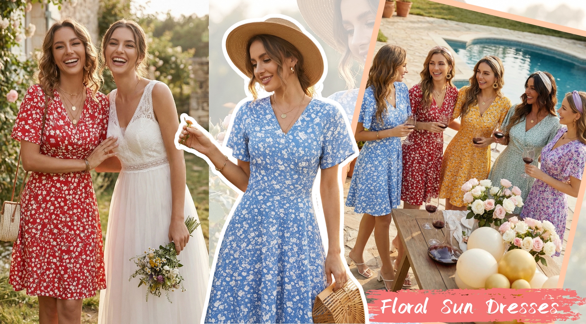 UVN Women's Boho Floral Midi Sundress with V-Neck photo 3