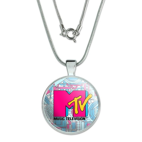 MTV Techno Neon Logo 1" Pendant with Sterling Silver Plated Chain