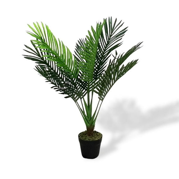 31.5" Artificial Palm Tree with Pot – Mini Faux Palm Plant for Indoor & Outdoor Decoration