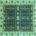 thumbnail image 1 of Ahgly Company Machine Washable Indoor Square Geometric Turquoise Blue Traditional Area Rugs, 4' Square, 1 of 4
