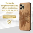 thumbnail image 2 of Case Yard Wooden Case Outside Soft TPU Silicone, Slim Fit Shockproof Wood Protective Phone Cover for Girls Boys Men and Women, Supports Wireless Charging Moose Design case for iPhone-12-Pro-Max, 2 of 7