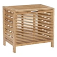 thumbnail image 1 of Linon Bracken Sturdy Solid Bamboo Slatted Hamper with Wide Top in Natural Brown, 1 of 14