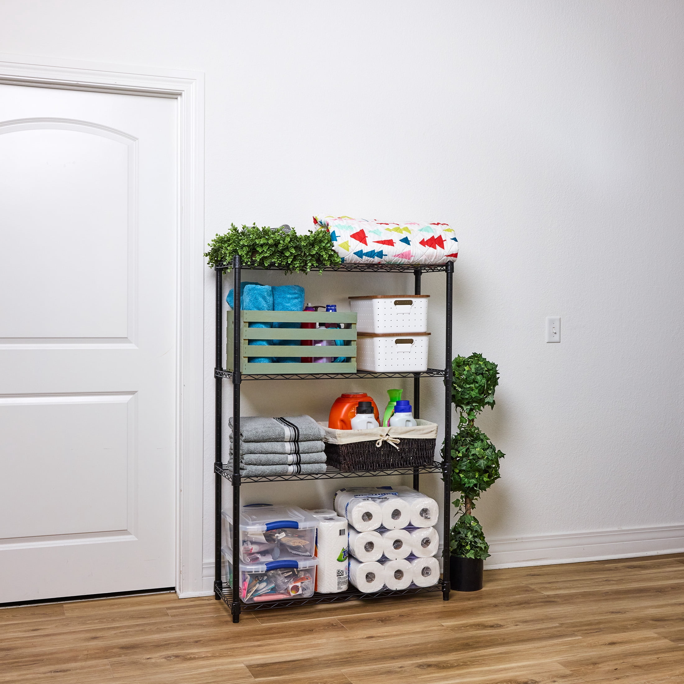WorkPro 4-Tier Black Wire Shelving