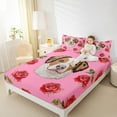 thumbnail image 4 of Feelyou Kawaii Dalmatian Dog Bed Sheets, Fashion Red Rose Floral King Sheets, Teens Kids Boys Girls Sheet Set, Ultra Soft Bedroom Decor, 4-Piece, 4 of 7