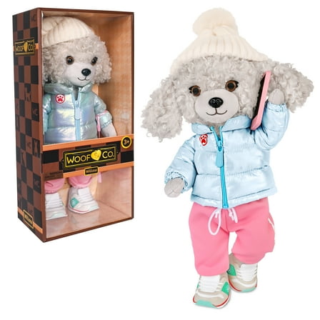 Woof & Co 15-inch Fashion Doll – Willow The Poseable Plush Poodle with Removable Outfit & Accessories, Children Ages 3 