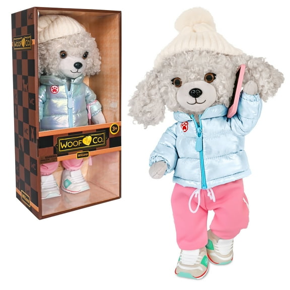 Woof & Co 15-inch Fashion Doll – Willow The Poseable Plush Poodle with Removable Outfit & Accessories, Children Ages 3 