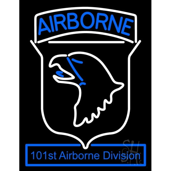 Airborne LED Neon Sign 19 x 15 - inches, Black Square Cut Acrylic Backing, with Dimmer - Bright and Premium built indoor LED Neon Sign for Defence Force.