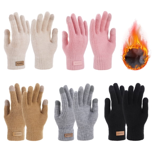 Bocaoying 5 Pairs Women's Winter Touchscreen Gloves, Warm Knit Gloves for Cold Weather - Ideal for Driving, Texting & Outdoor