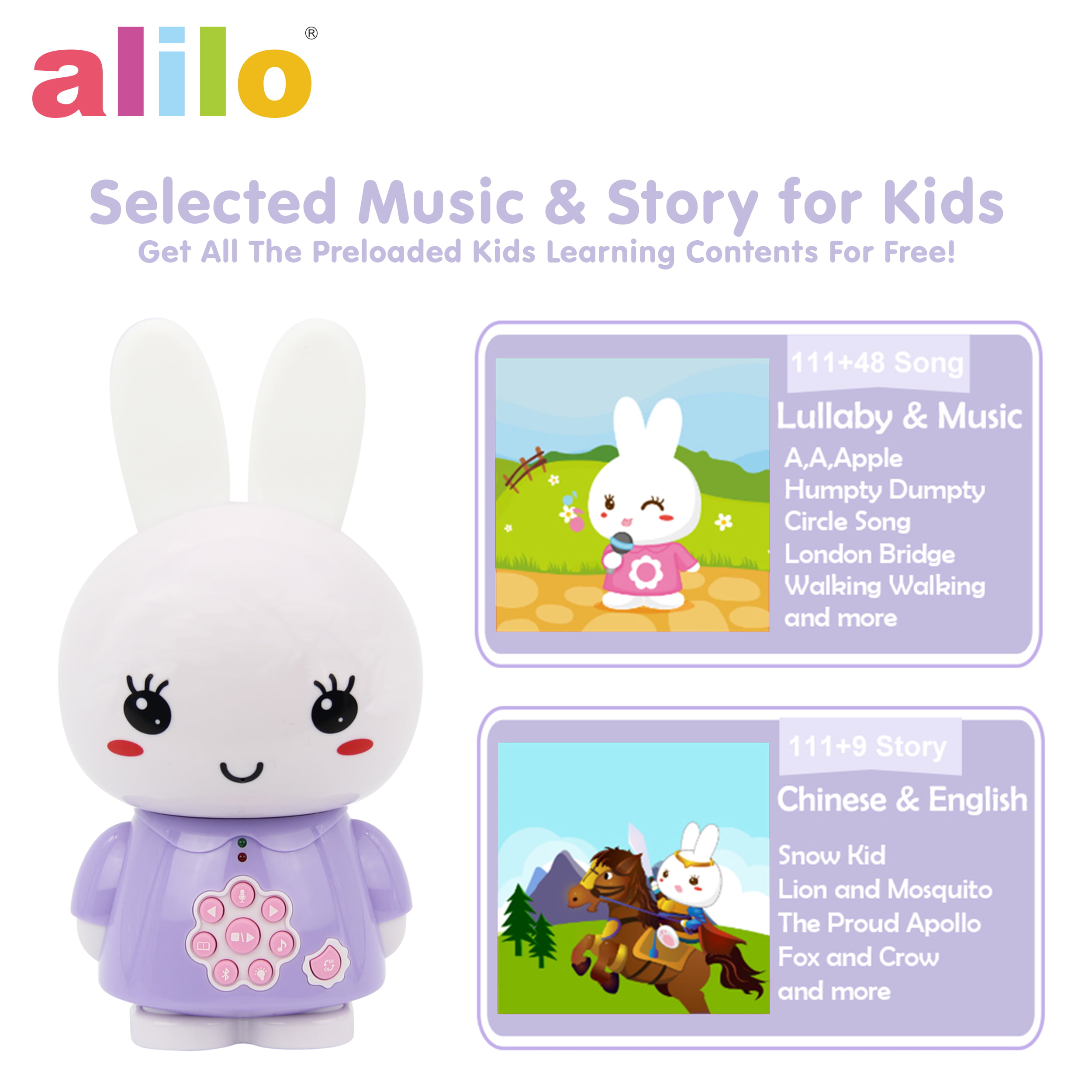 Alilo G6X Honey Bunny Interactive Smart Story Teller & Lullaby Song Blue 