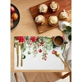 thumbnail image 5 of Red Green Christmas Placemats Set of 6, Xmas Balls Botanical Poinsettia Placemats for Dining Table, Place Mats for Kitchen Tabletop, Waterproof Wipeable Dining Table Mats Set, 5 of 9