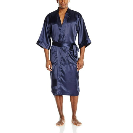 Intimo Men's Classic Satin Robe, Navy, One Size - Walmart.com