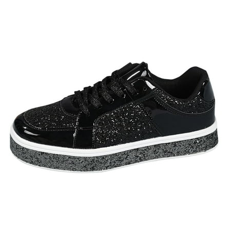 

Fandiiiii Women s Leather Platform Casual Shoes Bright Top Fashion Low Top Lace Up Sneakers 996 V2 Sneaker - Women s