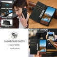 thumbnail image 4 of Compatible with Samsung Galaxy S24 Ultra, Wallet Case with Magsafe PU Leather Card Slots & Cash Pocket Magnetic Closure Kickstand Function Flip Phone Case Cover for Samsung Galaxy S24 Ultra, Black, 4 of 10