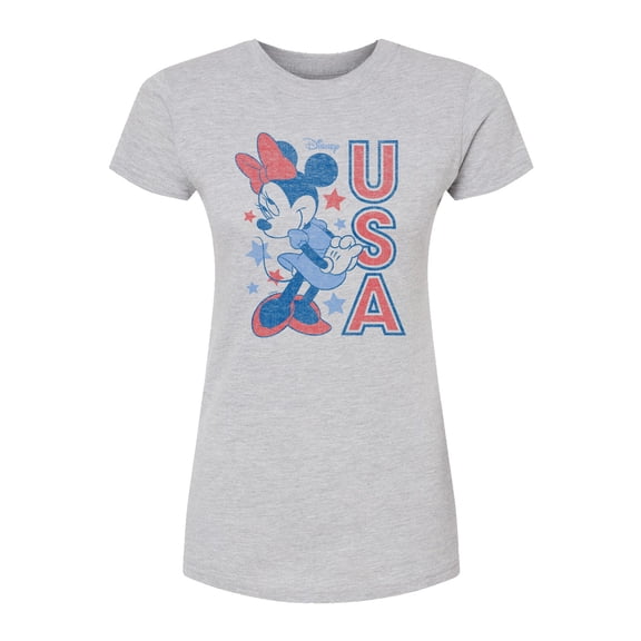 Disney - Minnie USA - Juniors Fitted Short Sleeve Graphic T-Shirt