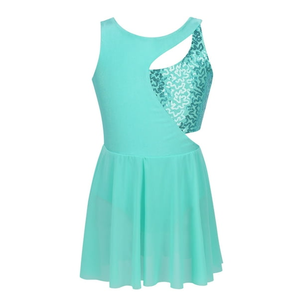 renvena Girls Sleeveless Sequin Ice Skating Dress Competition Figure