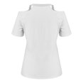 thumbnail image 4 of Wycnly Womens Blouses and Tops Dressy Beach Going out Plus Size Lightweight Comfy Cold Shoulder Tunic Shirts Summer Striped Print V-Neck Short Sleeve Cute Tees Tops White XXXXL, 4 of 4