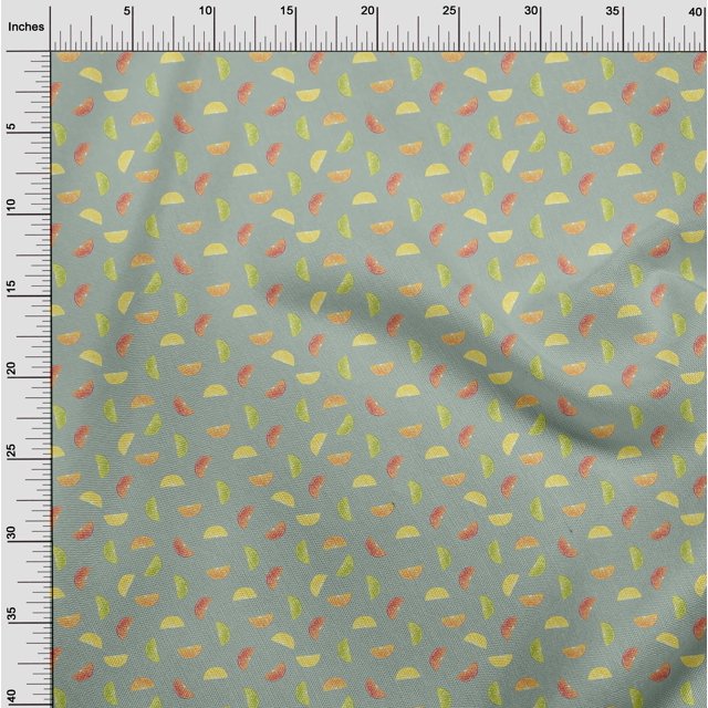 oneOone Silk Tabby Fabric Lemon Slice Vegetable Decor Fabric Printed BTY 42 Inch Wide