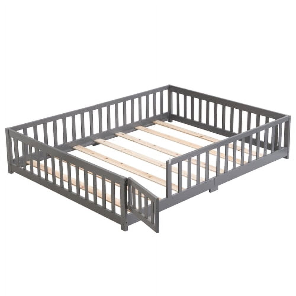 ASINMAK Floor Bed with Door and Fence, Gray