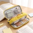 thumbnail image 4 of Large Capacity Pencil Case 3 Compartment Pouch Pen Bag Yellow, 4 of 4